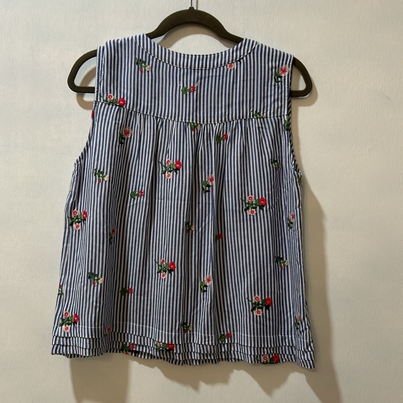 MISS ME WOMEN FLORAL STRIPED BLOUSE SLEEVELESS OVERSIZED Sz MEDIUM - Picture 5 of 11